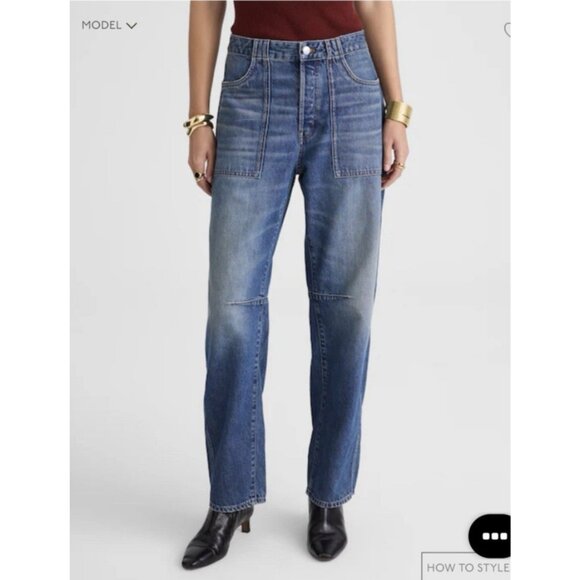 Madewell $158 The Darted Barrel-Leg Utility Jean Blue Irmo Wash Size 31 - Picture 2 of 16